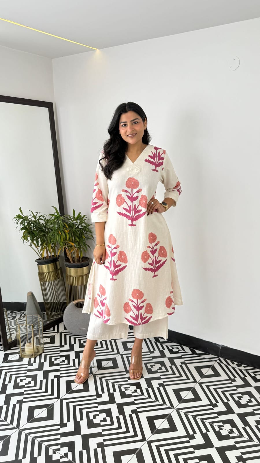Pink Printed Cotton Co-Ord Set