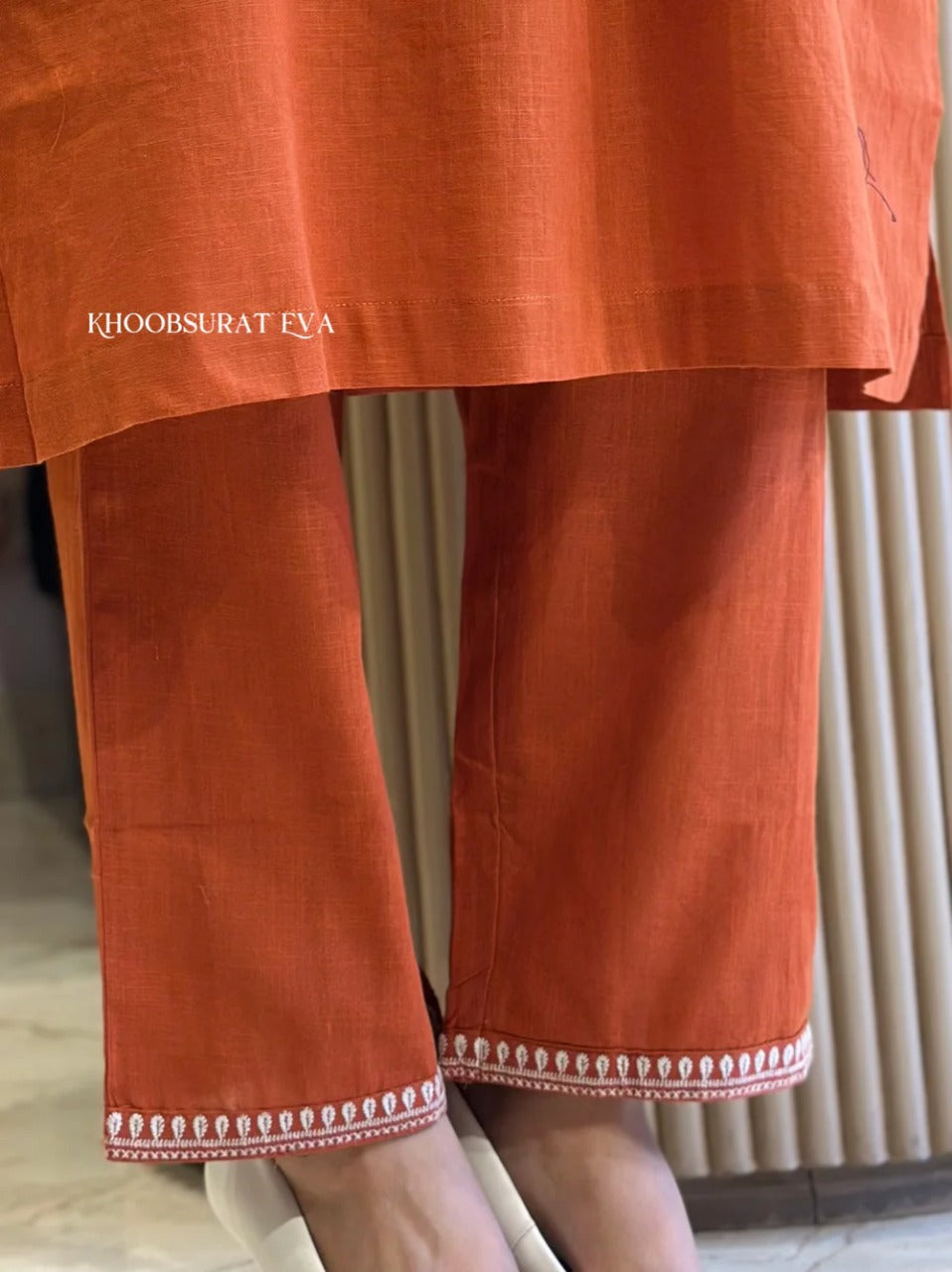 Orange Beautiful Cotton Slub with Both Sides Pocket