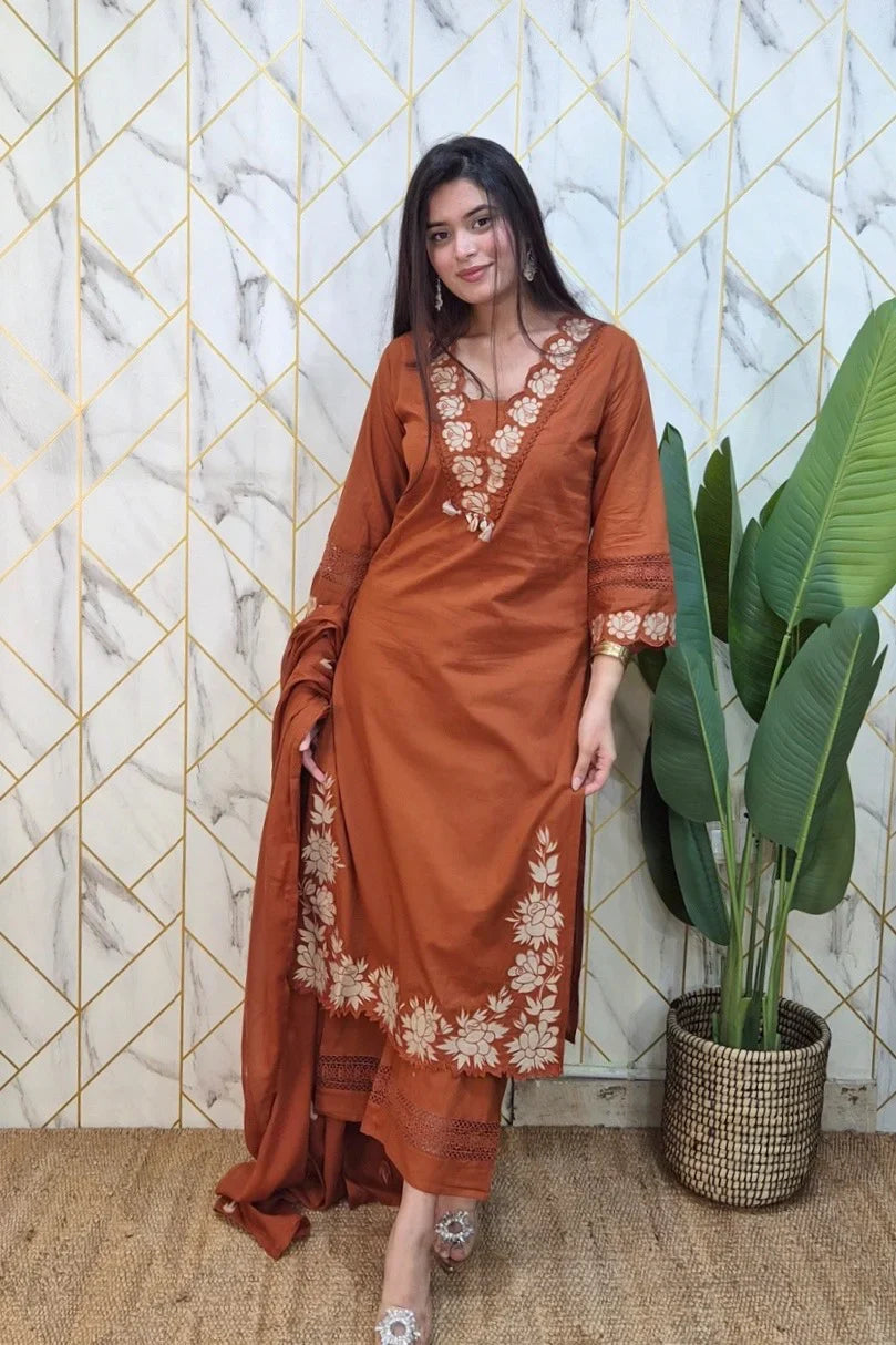 Gazal Premium Cotton Embroidered Pant set