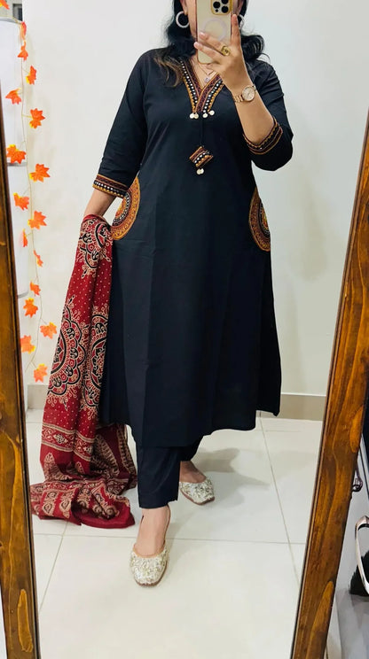 Premium Heavy Rich Dhabu Cotton Aline Suit