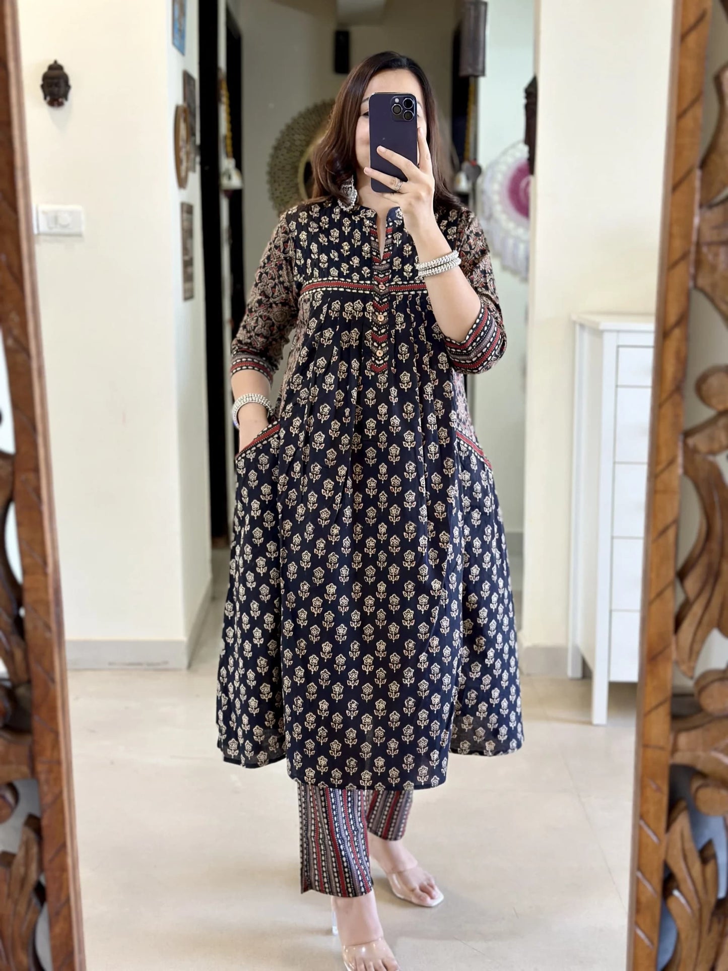 Blue Anarkali Kurta Set With Dupatta Set For Women