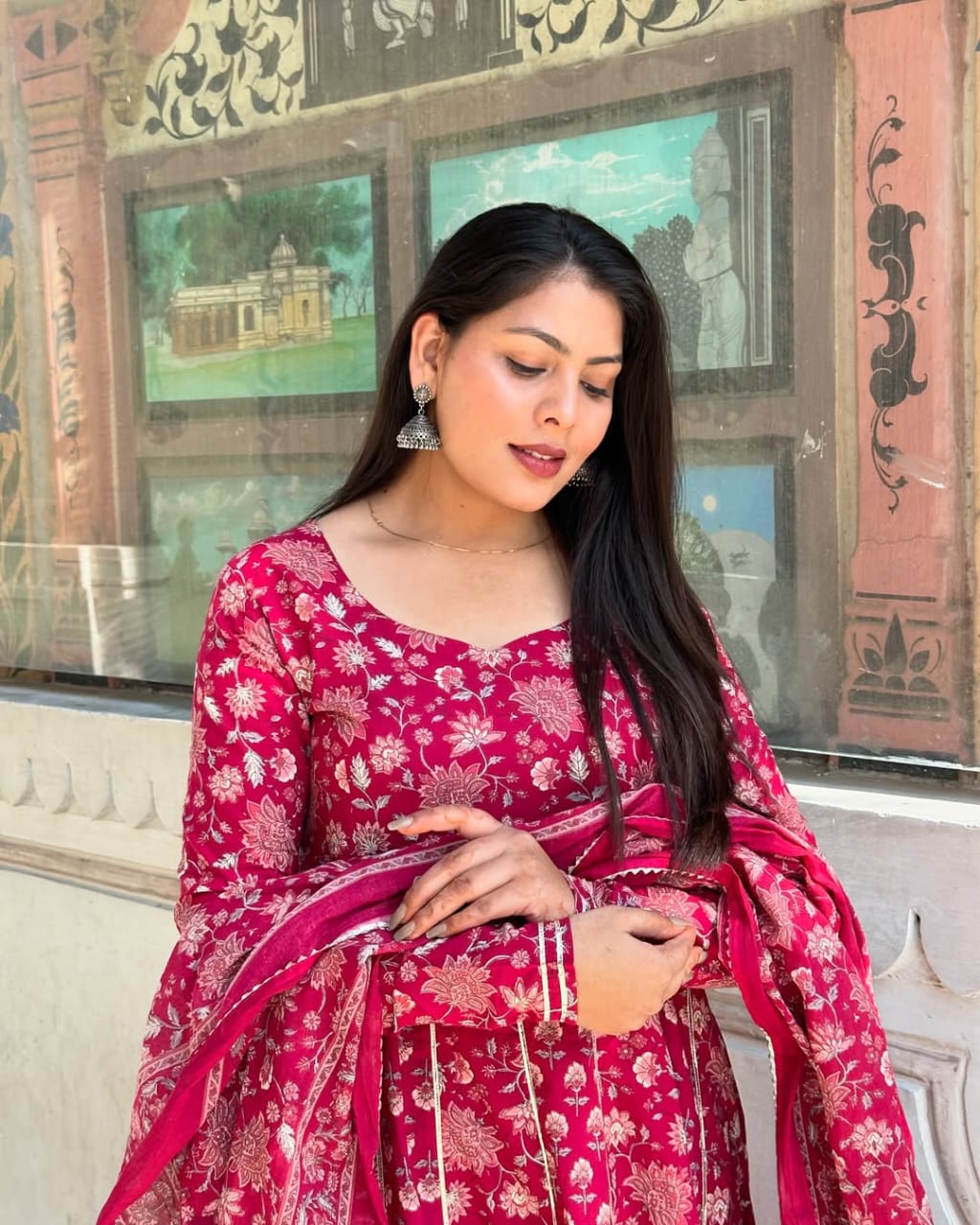 Red Pure Cotton Gotapatti Suit Set