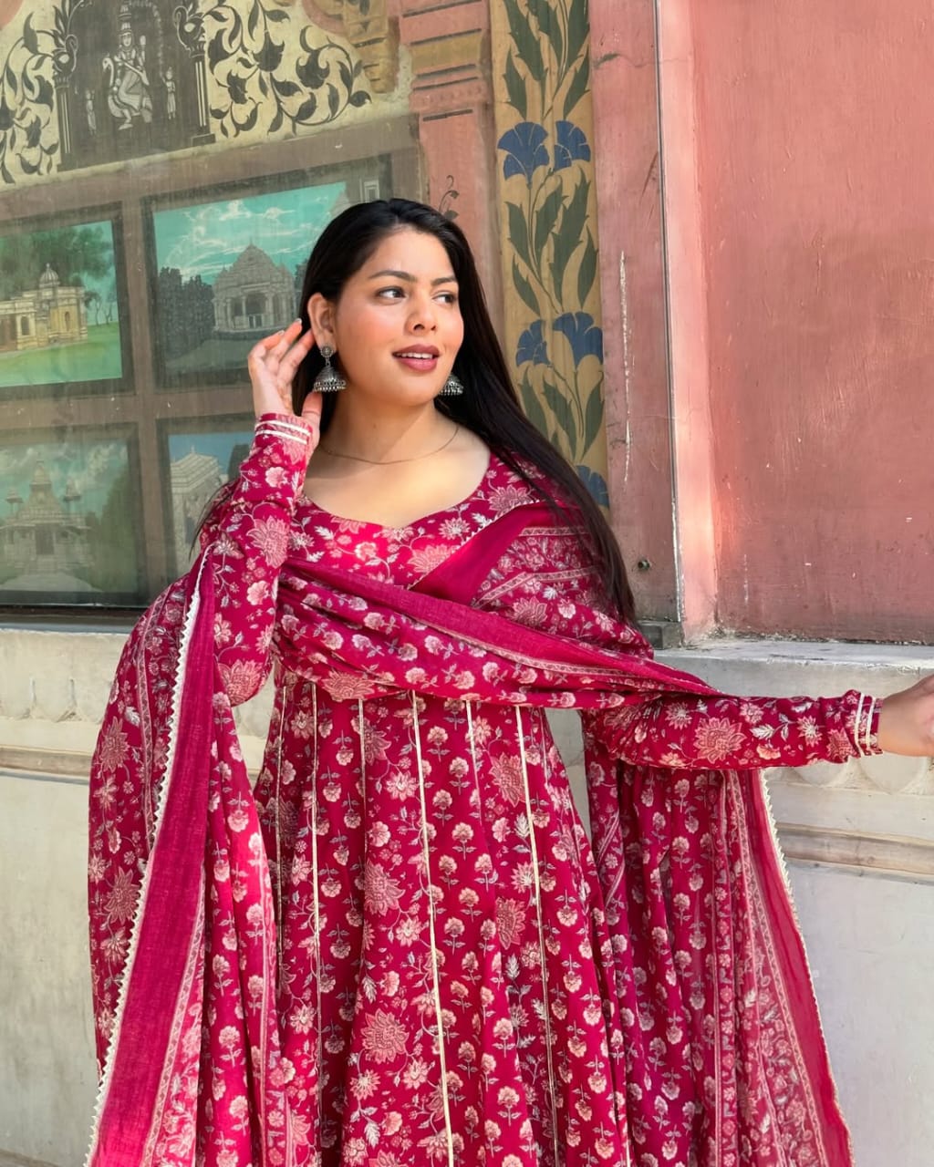 Red Pure Cotton Gotapatti Suit Set