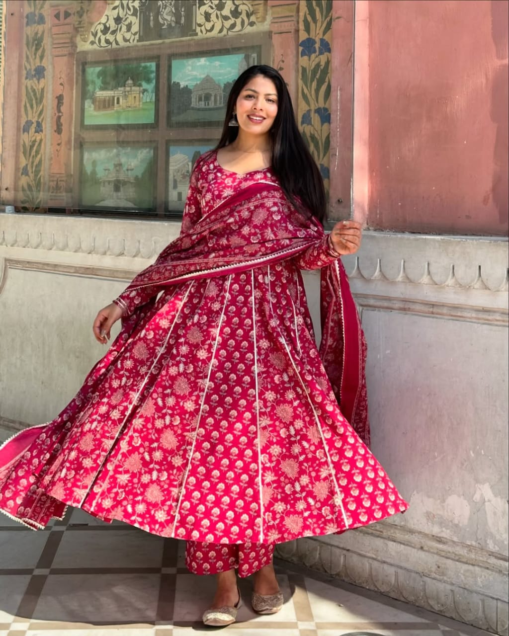 Red Pure Cotton Gotapatti Suit Set