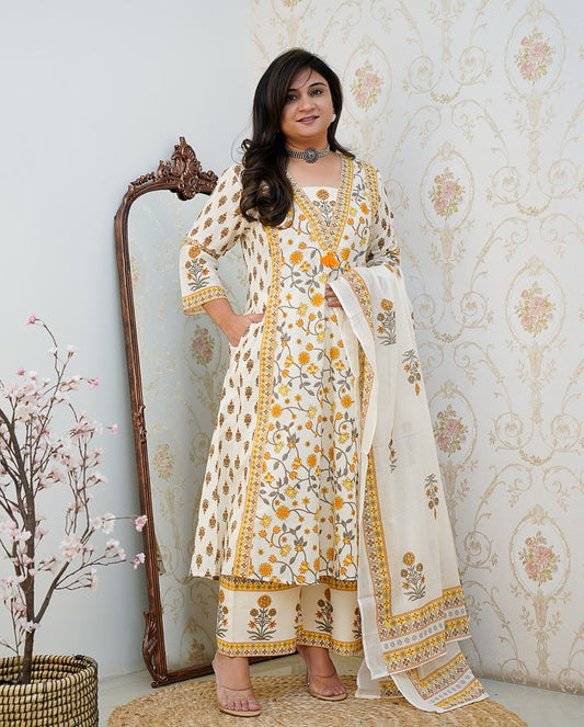 Summer Somthing Cotton Kurti With Palazzo Set For Women (Yellow)