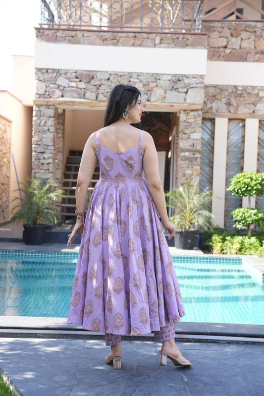 Women Ethnic Motifs Printed Angrakha Pure Cotton Kurta with Pyjamas & With Dupatta