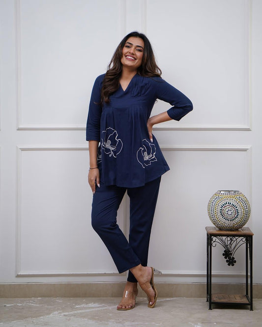 Blue Cotton Modern Co-ord Set
