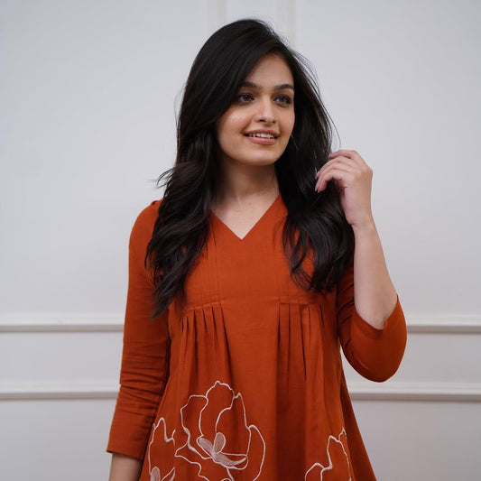 Rust Modern Style Cotton Co-ord Set