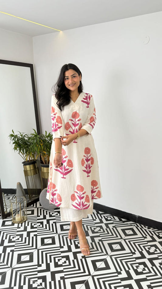 Pink Printed Cotton Co-Ord Set