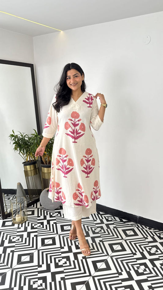 Pink Printed Cotton Co-Ord Set