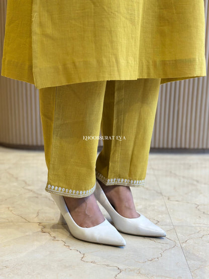Yellow Beautiful Cotton Slub with Both Sides Pocket