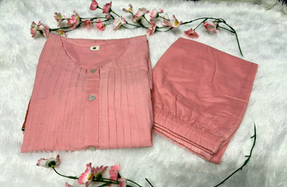 Peach Blossom Embroidered Kurta Set