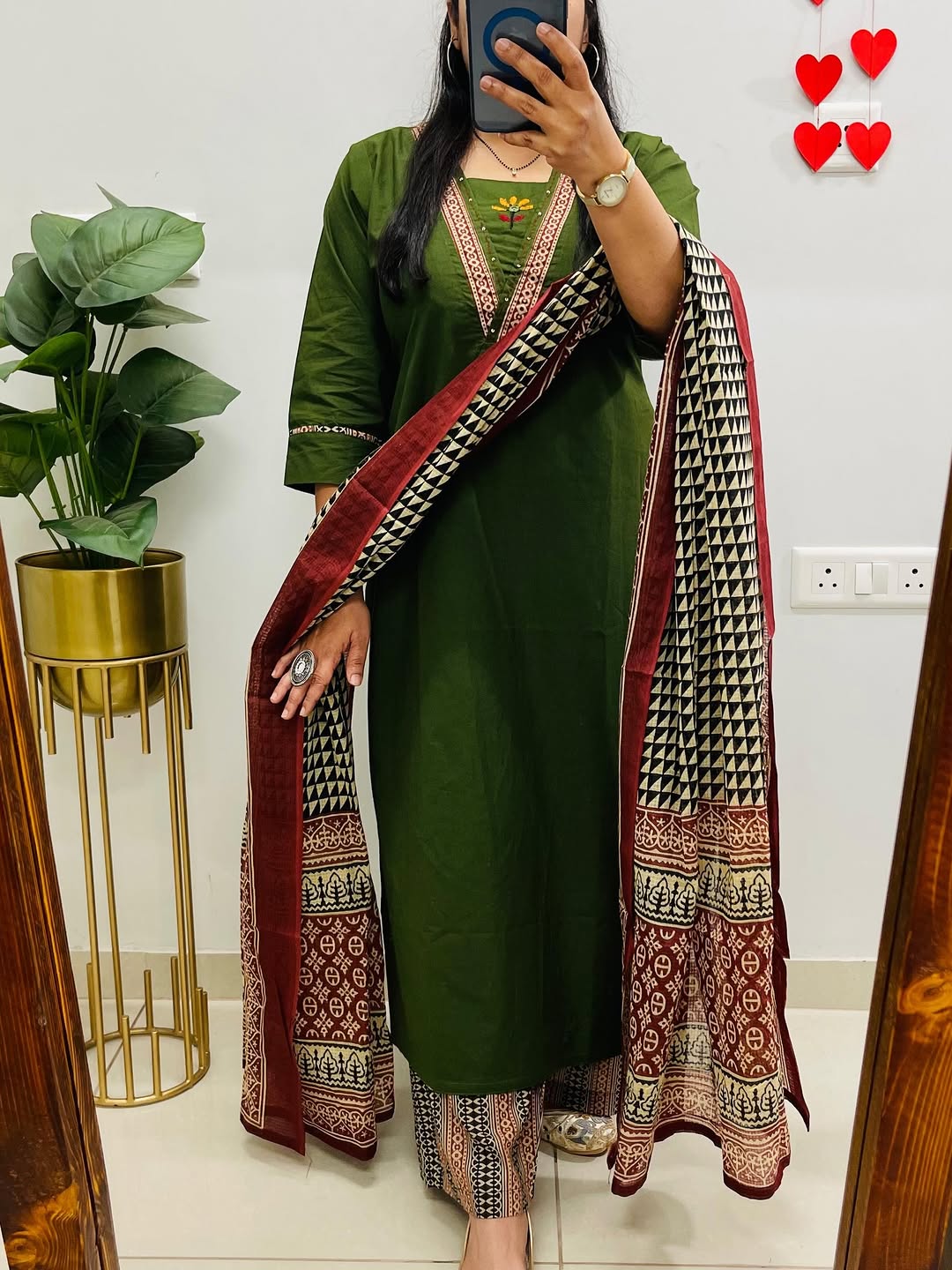 Green Embroidered Kurta Palazzo Set with Dupatta for Women