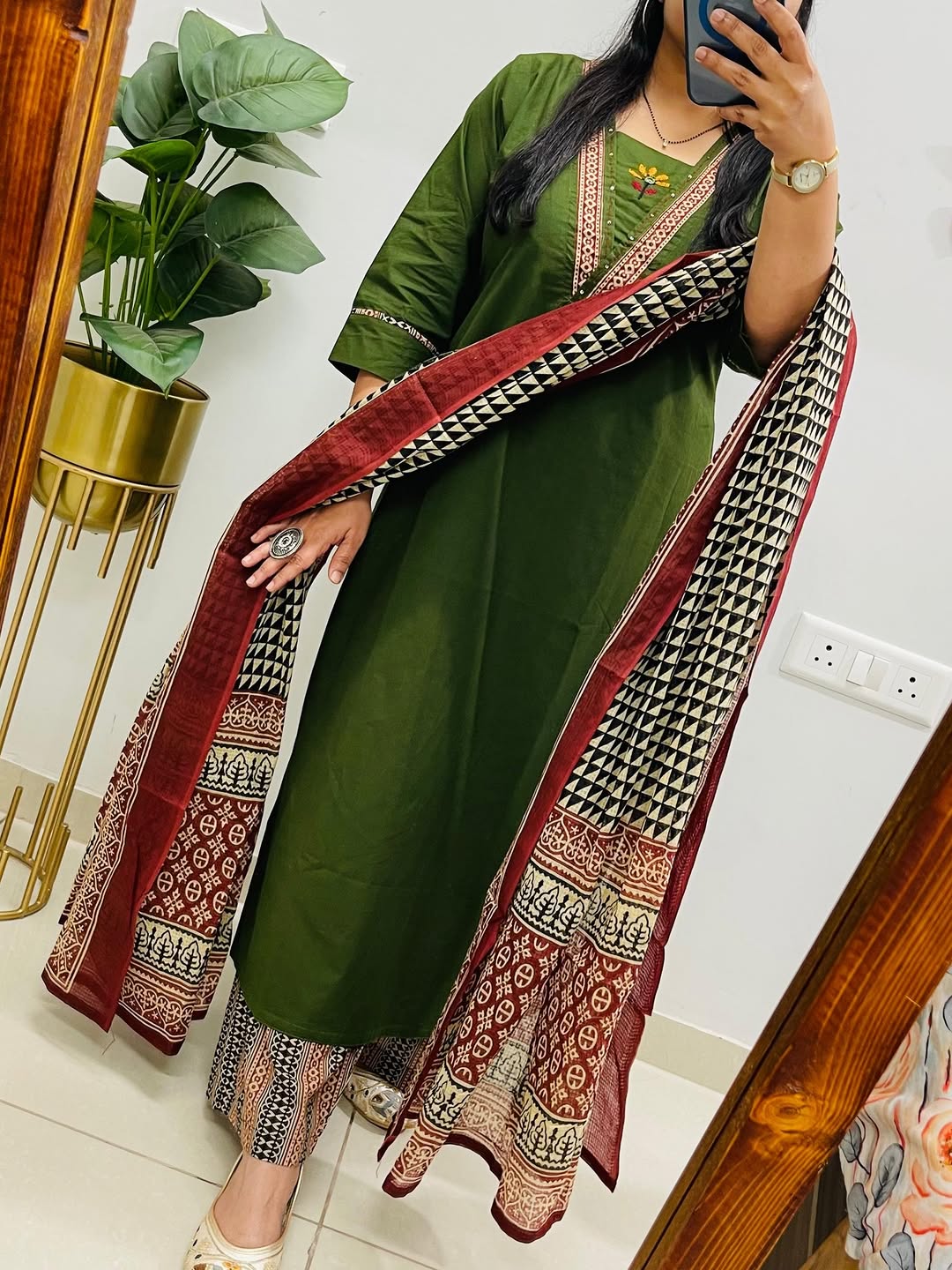 Green Embroidered Kurta Palazzo Set with Dupatta for Women
