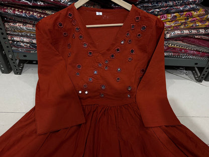 Premium Red Anarkali Kurti Pant Dupatta Set